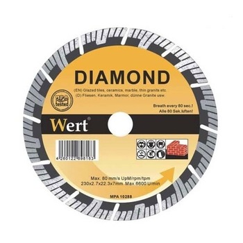 Disc diamantat turbo, taiere beton, zidarie, piatra Wert W2713-115, Ø115x22.2 mm Disc diamantat turbo, taiere beton, zidarie, piatra Wert W2713-115, Ø115x22.2 mm