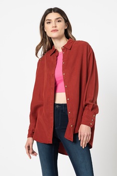 Vila, Camasa supradimesionata din lyocell Jura, Rosu caramiziu Vila, Camasa supradimesionata din lyocell Jura, Rosu caramiziu