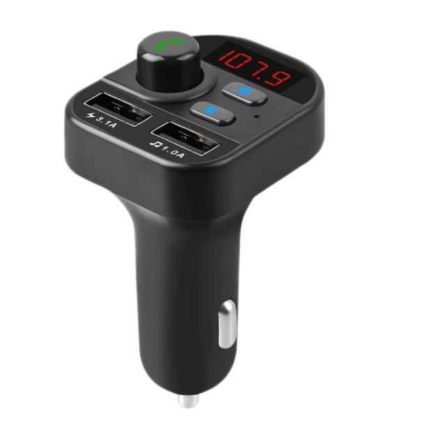 Car kit auto 805E bluetooth 5.0 cu handsfree, modulator FM, MP3 player, 2x USB, fast charge 3.1A si cititor stick, card TF, negru JRH