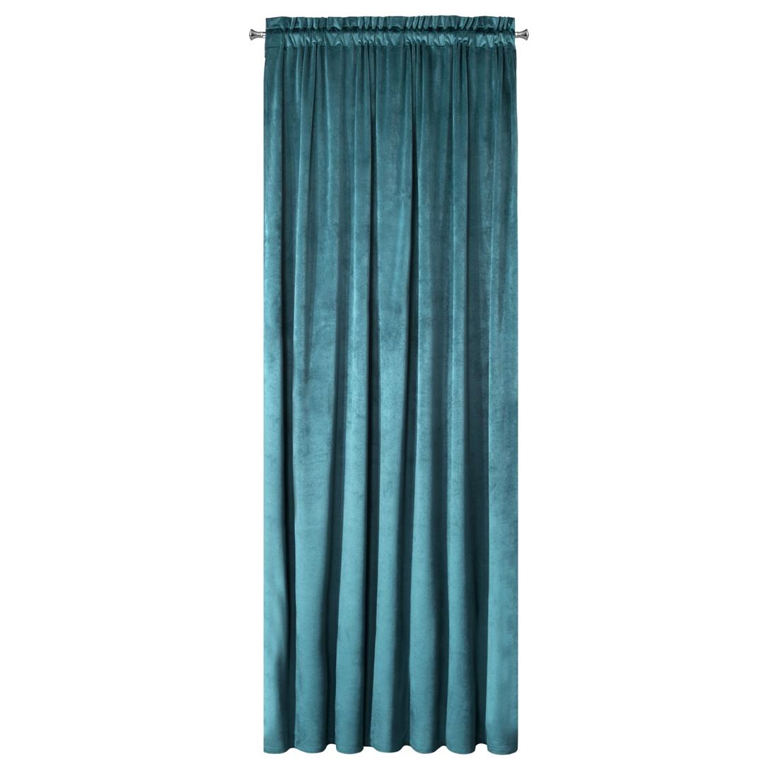 Perdea decorativa cu banda, Eurofirany, Melanie, 140x270 cm, Turcoaz inchis