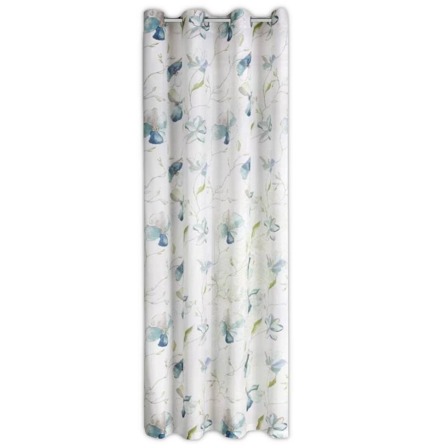 Perdea decorativa cu inele metalice, Eurofirany, ANABEL, 140x250 cm, Crem si Albastru