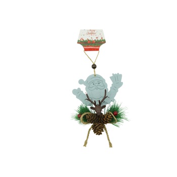 Ornament de brad Mos Craciun cu cerb, Flippy, multicolor, lemn, 18 cm Ornament de brad Mos Craciun cu cerb, Flippy, multicolor, lemn, 18 cm