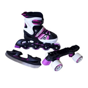 Role/patine SPARTAN, 3 in 1, marimea 30-33, alb/mov, reglabile, sarcina maxima 60 kg Role/patine SPARTAN, 3 in 1, marimea 30-33, alb/mov, reglabile, sarcina maxima 60 kg