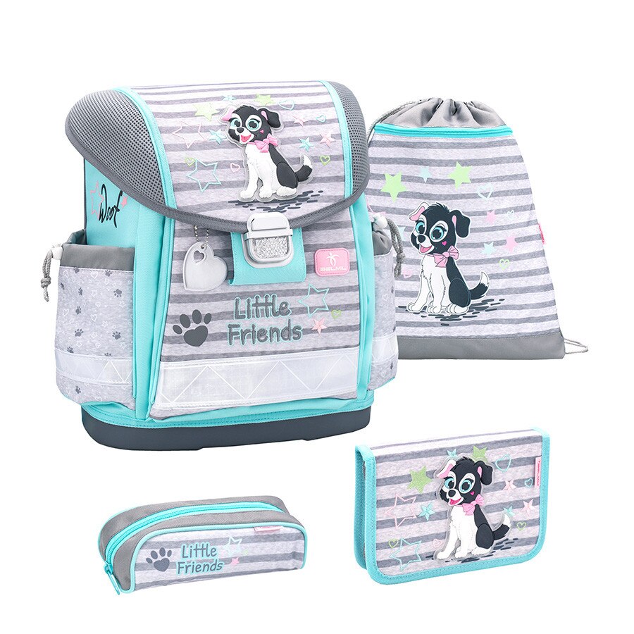 Set Ghiozdan scoala 4 piese, Belmil Classy, cu sac de umar pentru echipament si doua Penare, model Catel