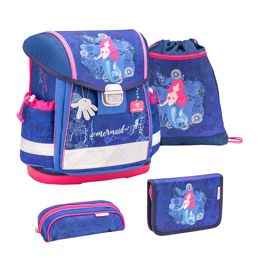 Set Ghiozdan scoala 4 piese, Belmil Classy, cu sac de umar pentru echipament si doua Penare, model Sirena