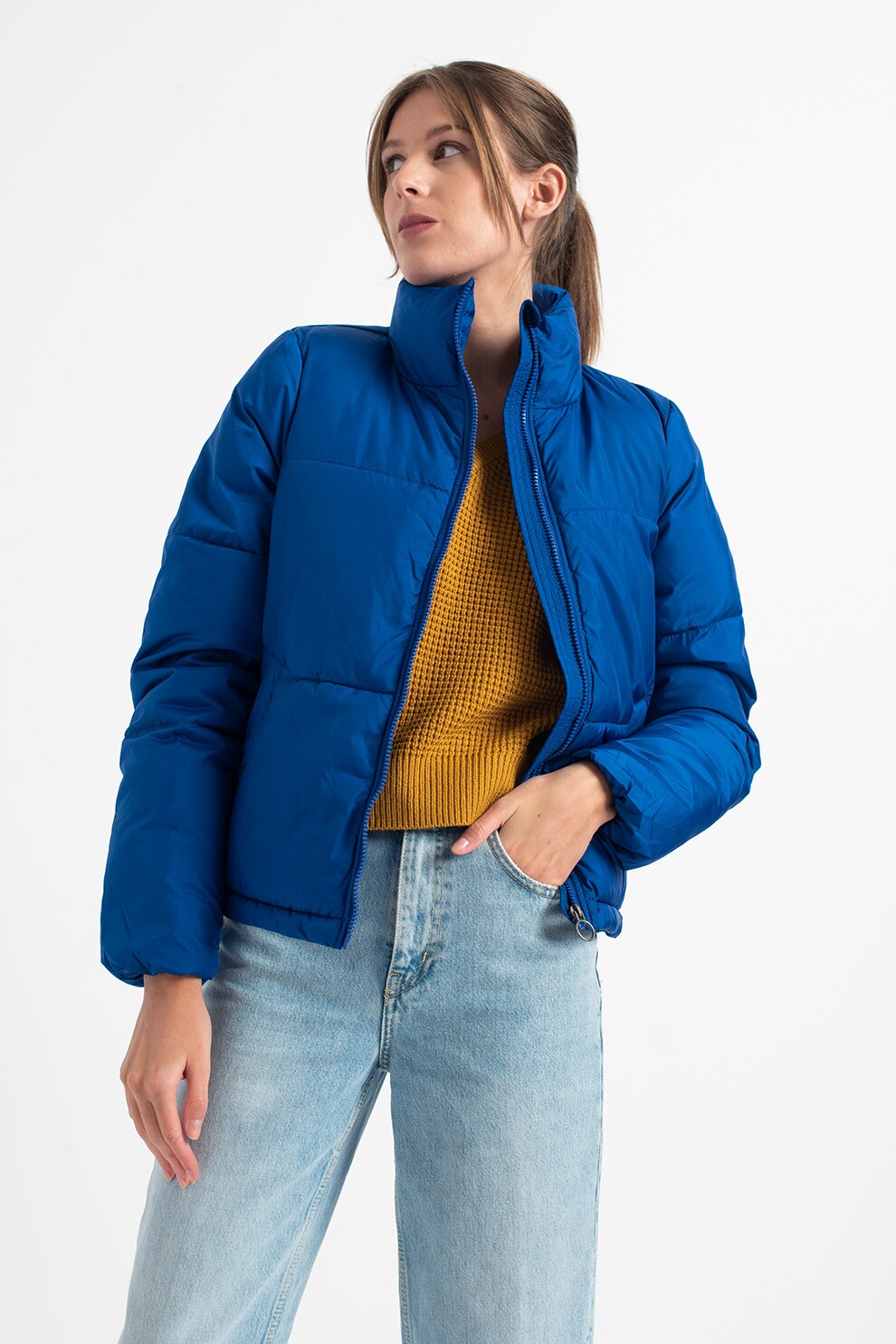 Vero Moda, Geaca cu guler inalt Grace, Albastru royal