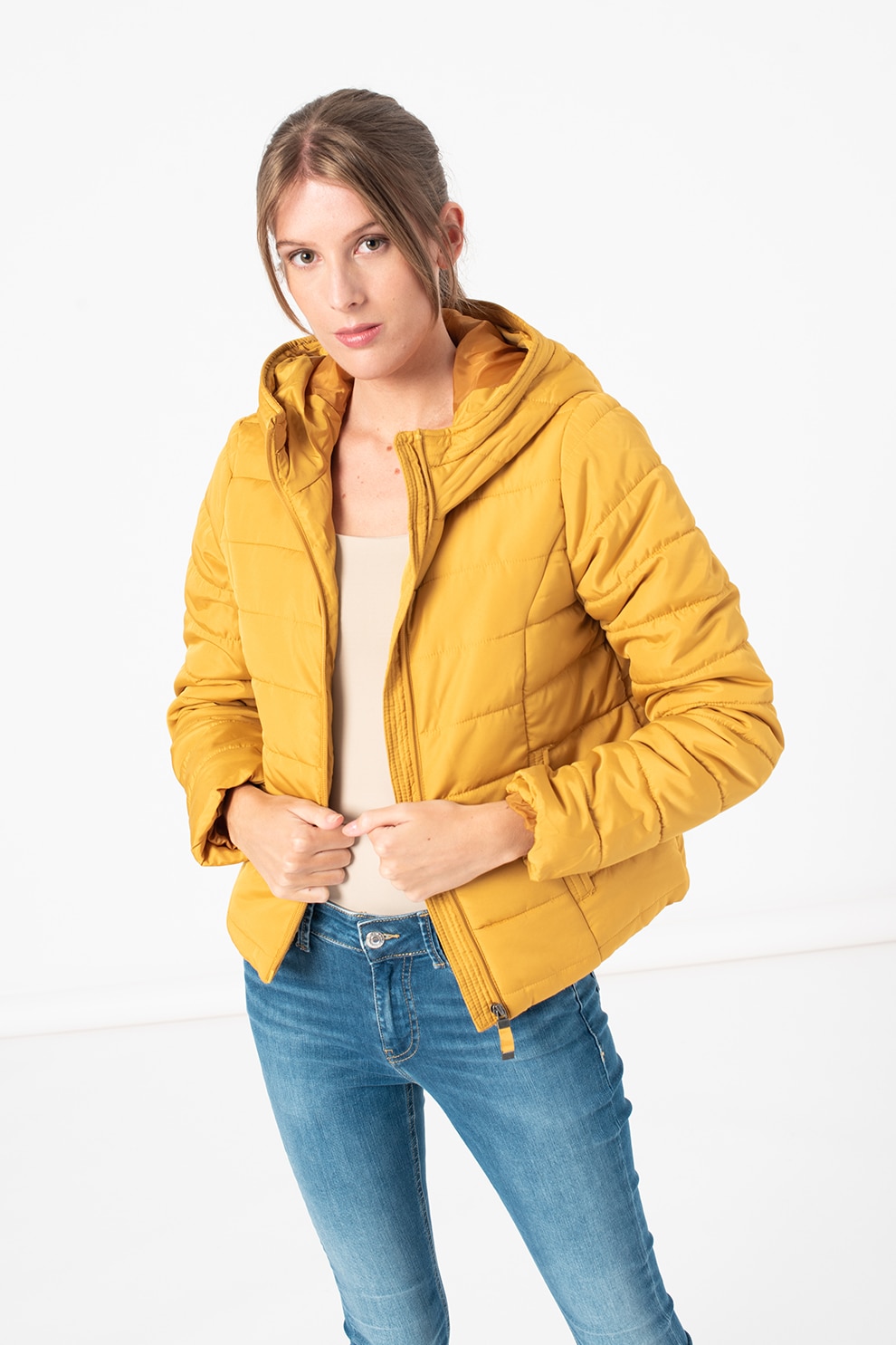 Vero Moda, Geaca matlasata cu gluga Simone, Galben sofran