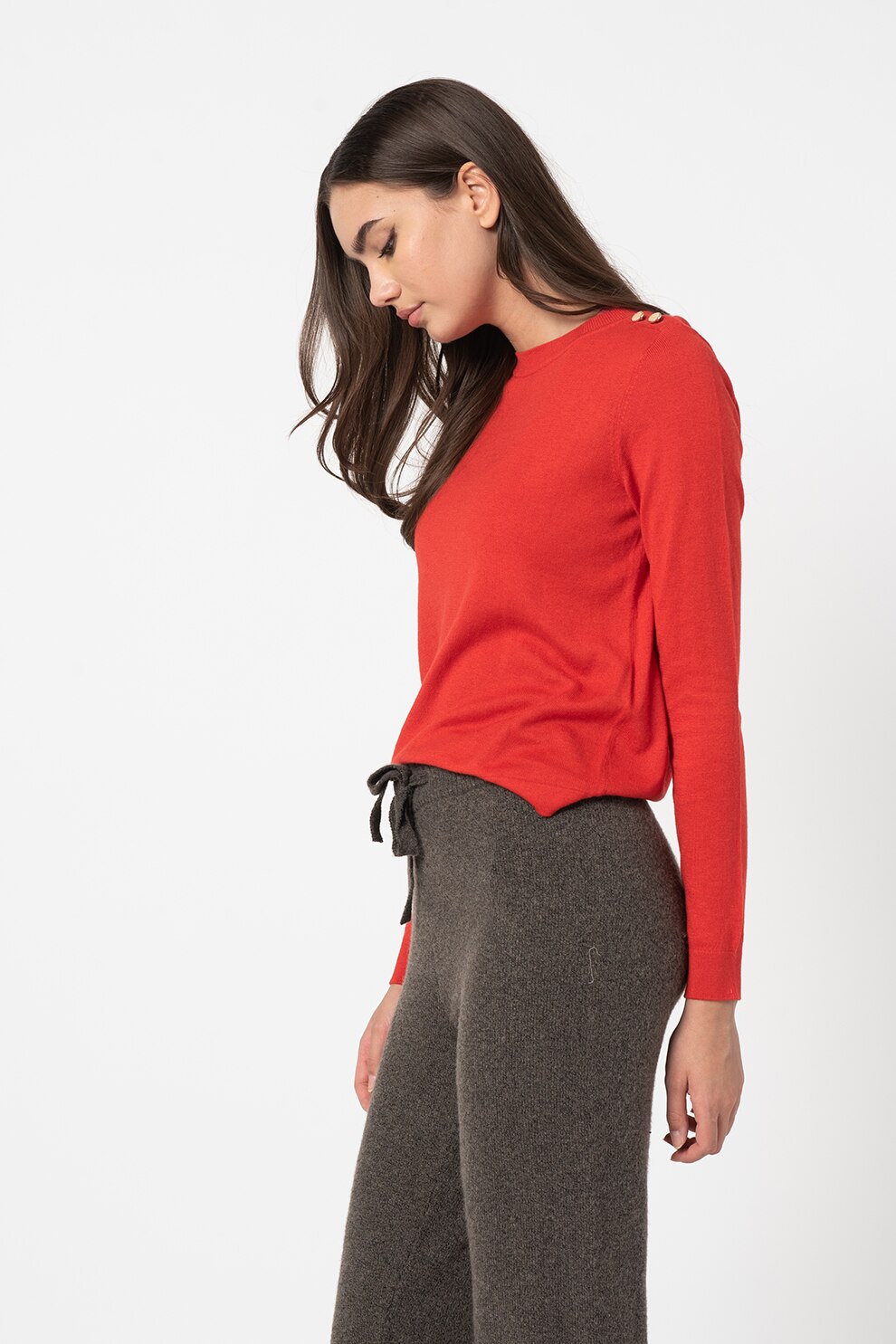 Vero Moda, Pulover din amestec de modal Milda, Rosu vermilion