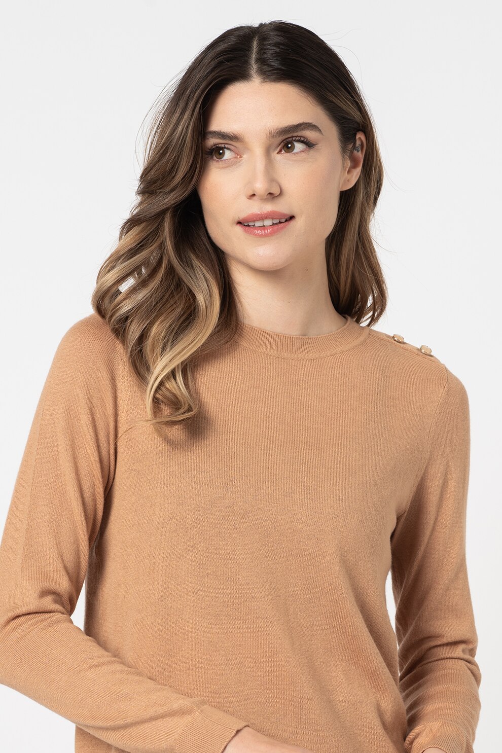 Vero Moda, Pulover din amestec de modal Milda, Maro camel