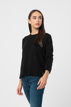 Vero Moda, Pulover cu decolteu la baza gatului si slituri laterale Karis, Negru Vero Moda, Pulover cu decolteu la baza gatului si slituri laterale Karis, Negru