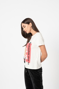 Vero Moda, Tricou din amestec de modal Beafrancis, Alb Vero Moda, Tricou din amestec de modal Beafrancis, Alb