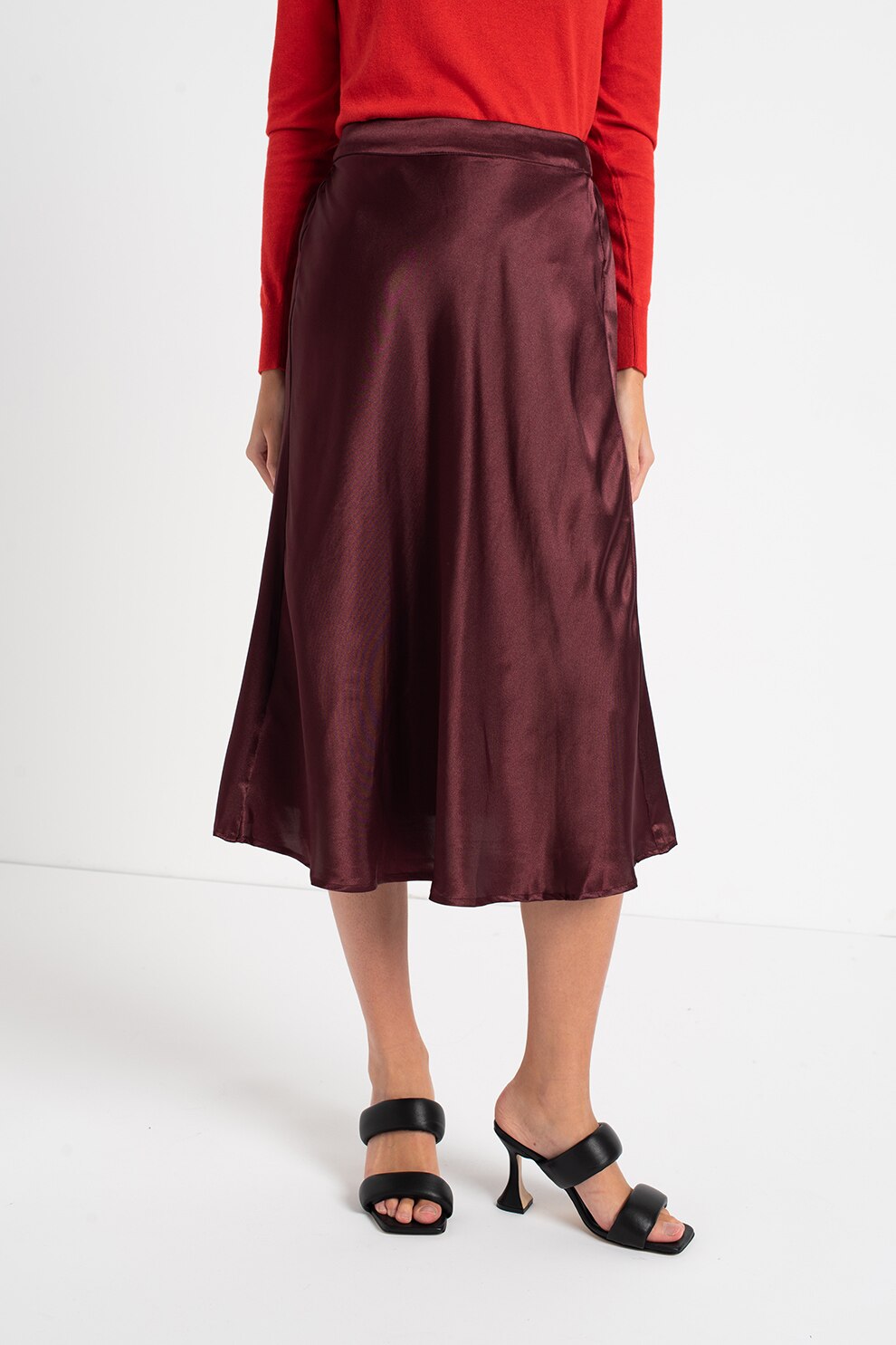 Vero Moda, Fusta midi evazata cu talie inalta Xara, Violet