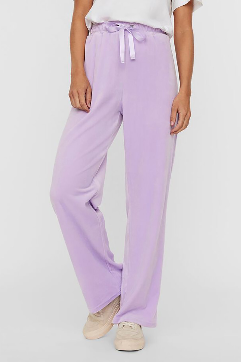 Vero Moda, Pantaloni sport cu aspect catifelat si talie inalta Athena, Lila
