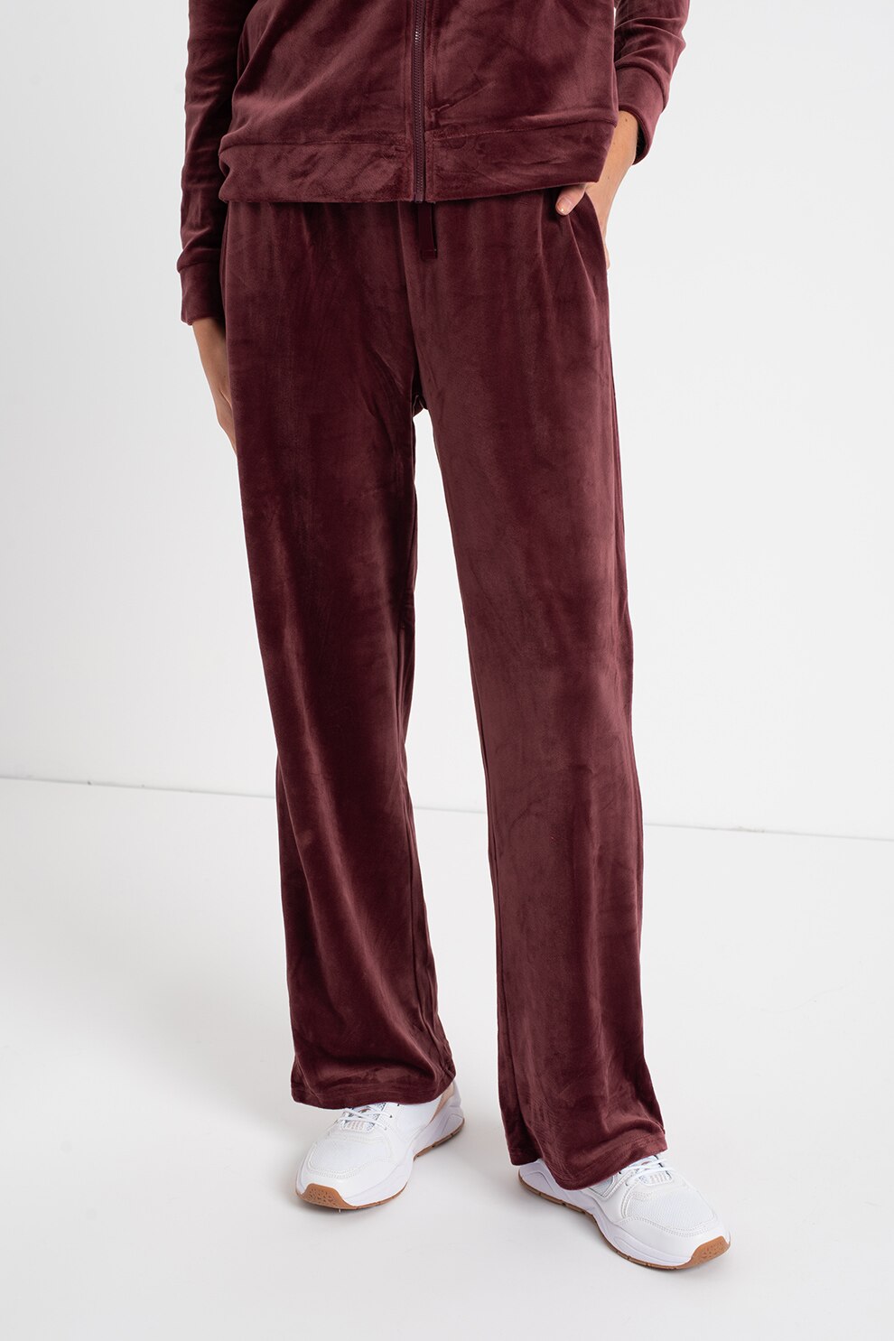 Vero Moda, Pantaloni sport cu aspect catifelat si talie inalta Athena, Violet