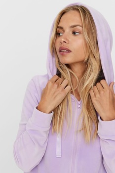 Vero Moda, Hanorac cu fermoar si aspect catifelat Athena, Lila Vero Moda, Hanorac cu fermoar si aspect catifelat Athena, Lila