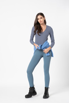 Vero Moda, Bluza tip body striata cu decolteu in V Ramone, Gri cenusa Vero Moda, Bluza tip body striata cu decolteu in V Ramone, Gri cenusa