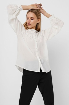Vero Moda, Camasa din bumbac organic cu broderii Amy, Alb, S Vero Moda, Camasa din bumbac organic cu broderii Amy, Alb, S