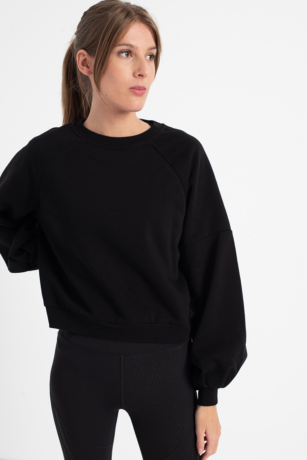 Vero Moda, Bluza sport cu maneci raglan Venus, Negru