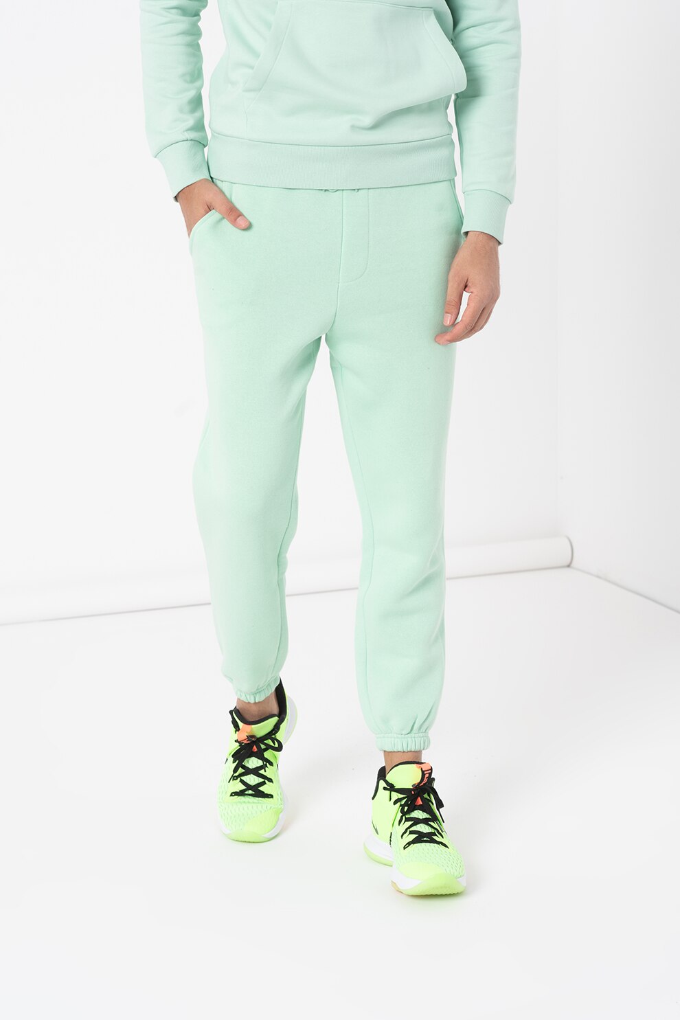 Jack&Jones, Pantaloni sport din amestec de bumbac Brink, Verde menta, L