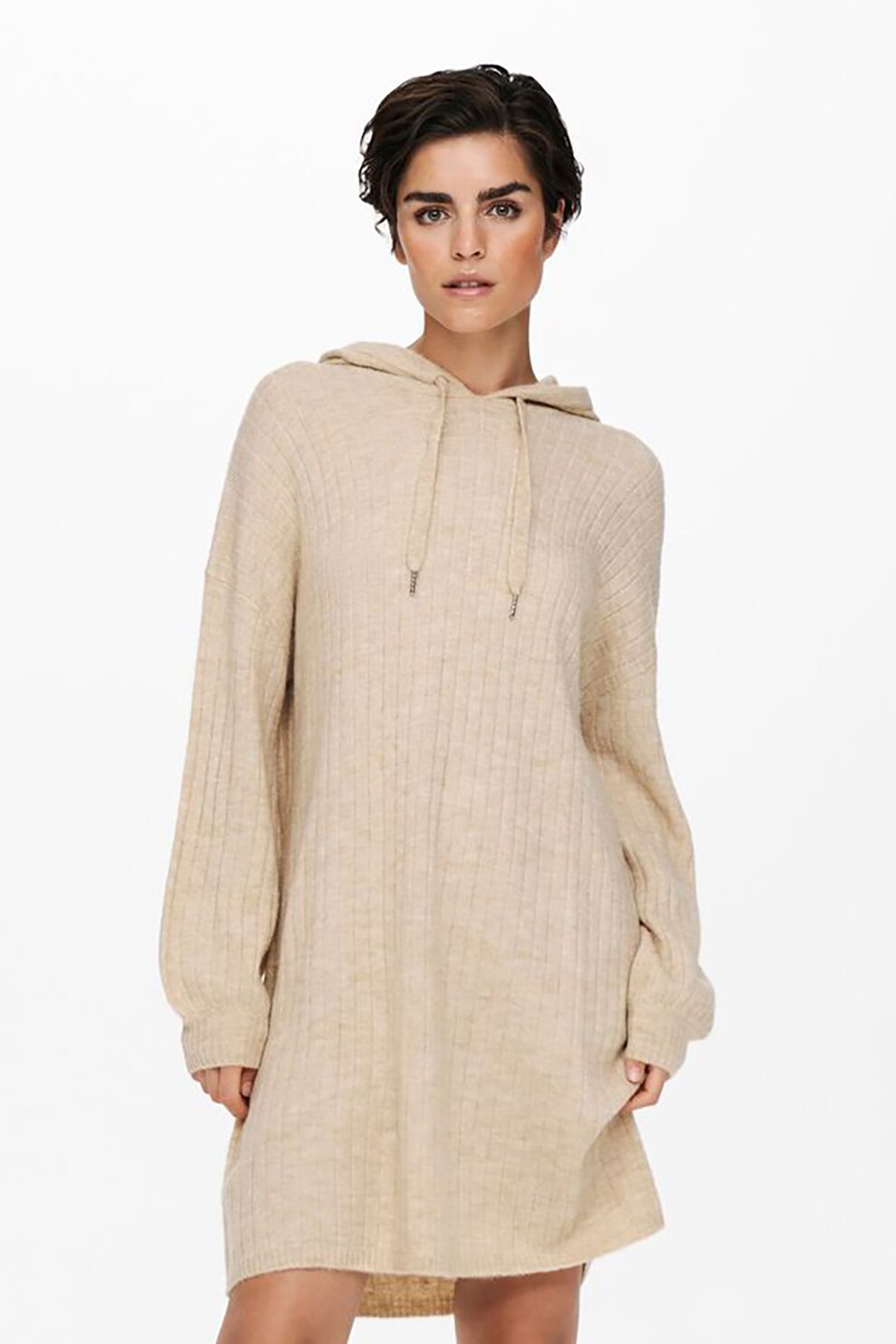 Only, Rochie striata tip hanorac, Maro nisip, M