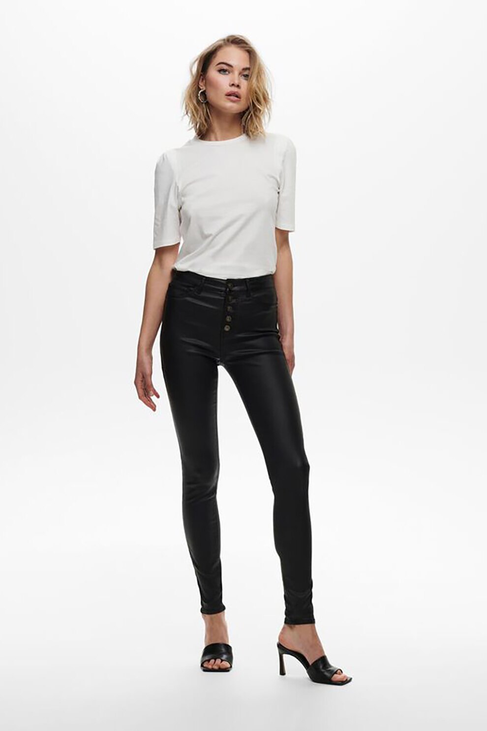 JdY, Pantaloni skinny din piele ecologica, Negru, XS-L32