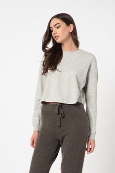 Only, Bluza sport crop din amestec de bumbac organic Bless, Gri deschis melange Only, Bluza sport crop din amestec de bumbac organic Bless, Gri deschis melange