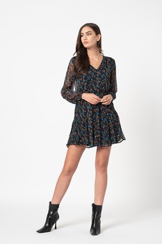 JdY, Rochie cu decolteu in V si imprimeu floral Jennifer, Negru/Albastru/Oranj JdY, Rochie cu decolteu in V si imprimeu floral Jennifer, Negru/Albastru/Oranj