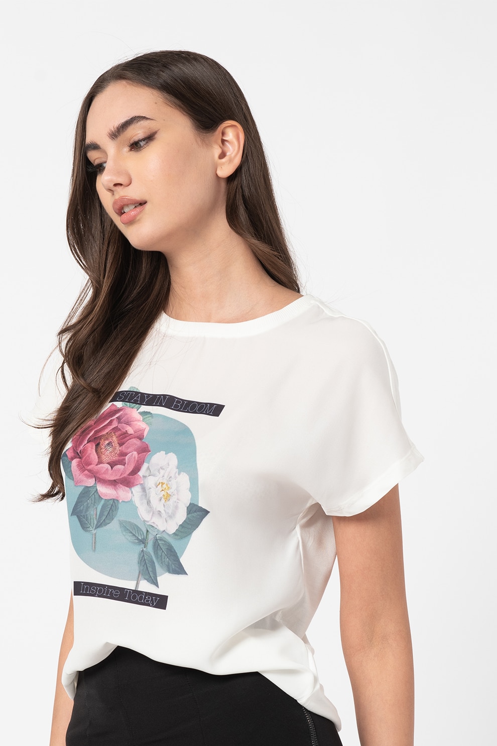 Only, Tricou regular fit Flora, Alb/Albastru aqua/Roz