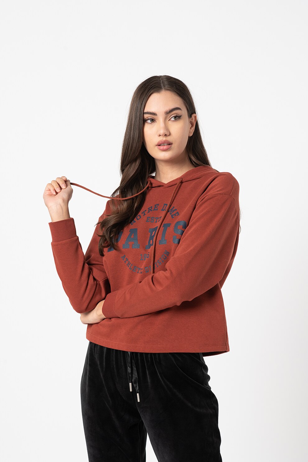 Only, Hanorac cu imprimeu text Comfy, Scortisoara