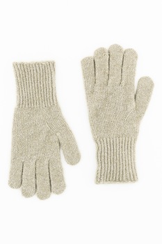 Only, Manusi din tricot cu insertii cu fire stralucitoare, grej Only, Manusi din tricot cu insertii cu fire stralucitoare, grej