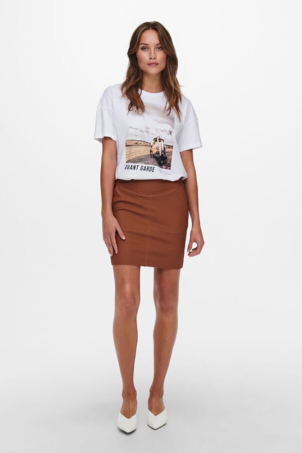 Only, Tricou supradimensionat cu imprimeu, Alb/Roz pal/Negru