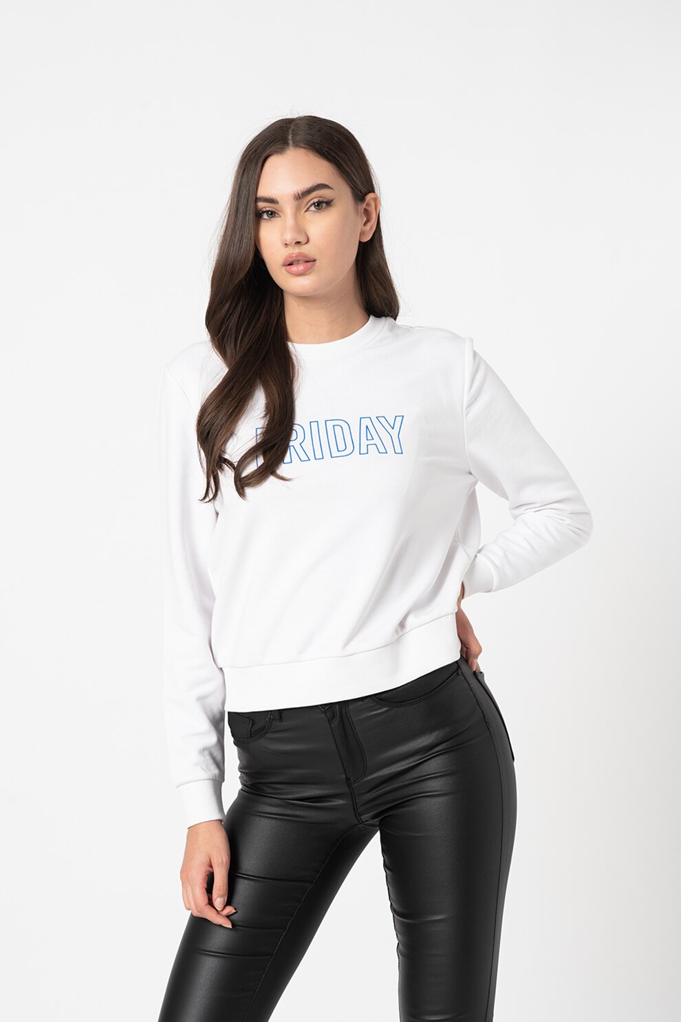 Only, Bluza sport cu decolteu la baza gatului Weekday, Alb