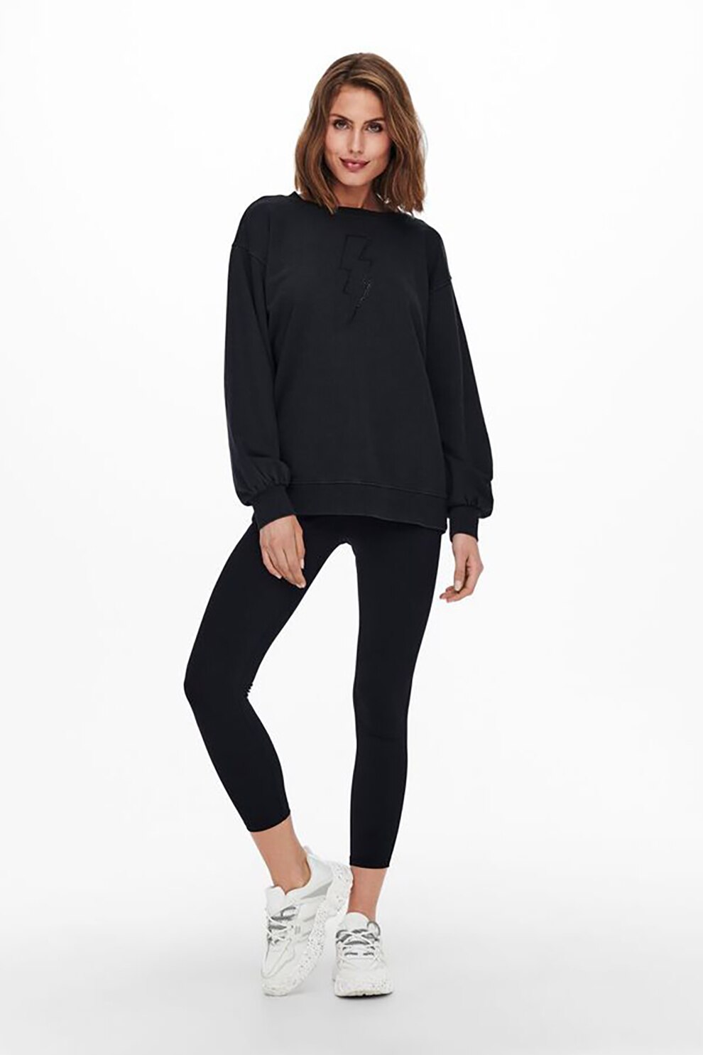 Only, Bluza sport lejera cu maneci cazute, Negru stins