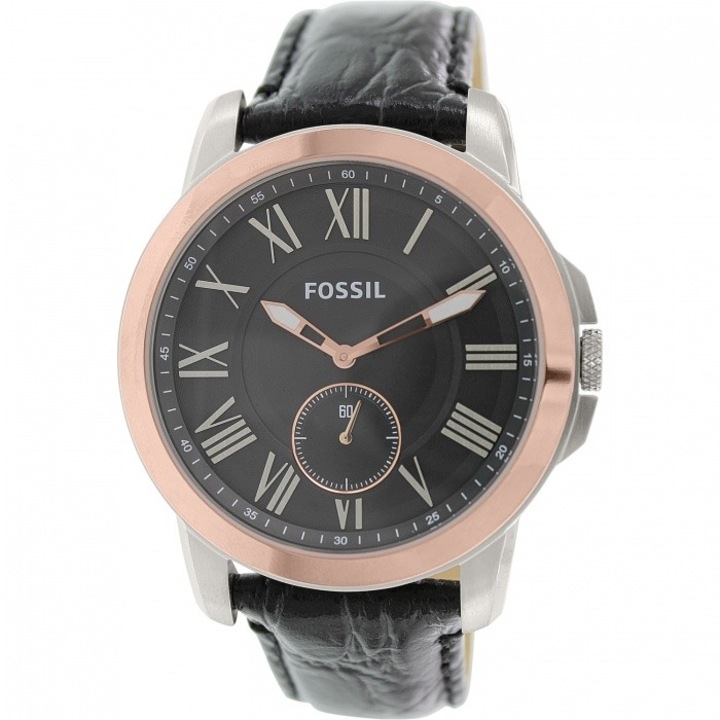 Ceas Fossil barbatesc Grant FS4943 negru Leather Quartz
