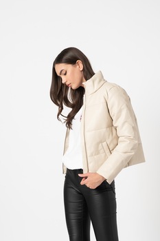 JdY, Jacheta de piele ecologica cu vatelina Trixie, Crem JdY, Jacheta de piele ecologica cu vatelina Trixie, Crem