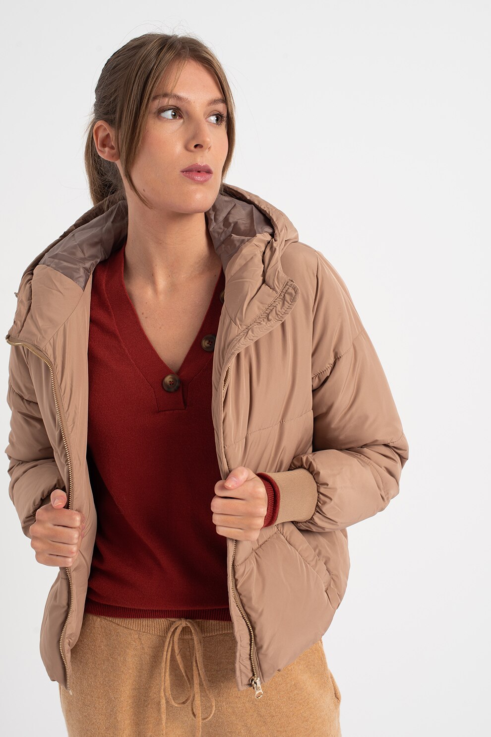 JdY, Geaca cu aspect matlasat Newerica, Bej, S