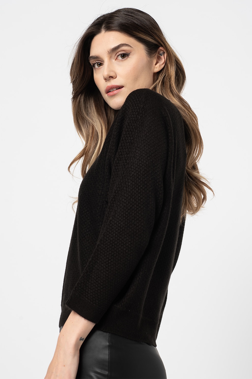 JdY, Pulover cu maneci 3/4 Fika, Negru