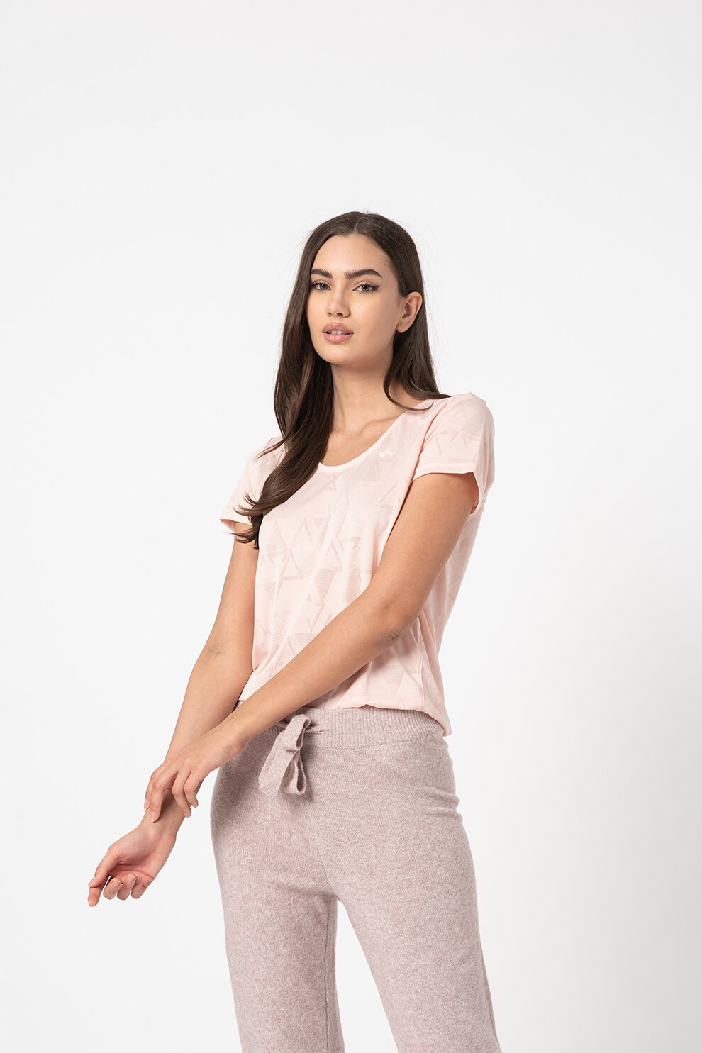 Only Play, Tricou cu imprimeu geometric, pentru antrenament Jue, Roz pastel