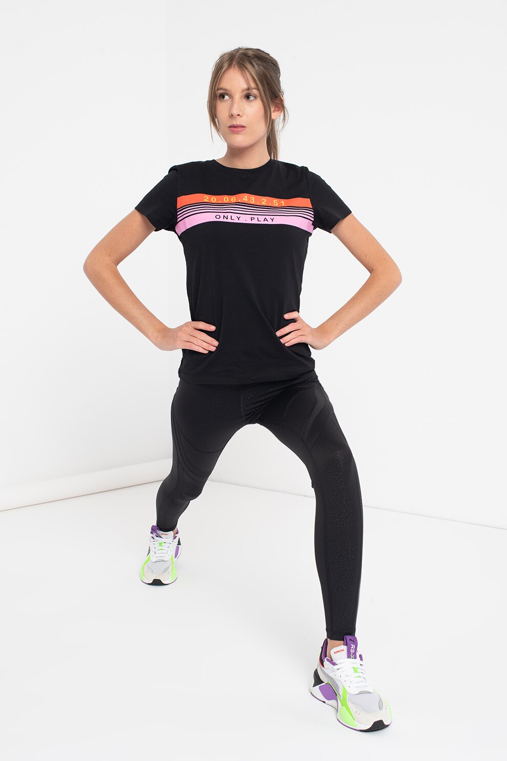 Only Play, Colanti cu talie inalta si insertii de plasa Alea, Negru