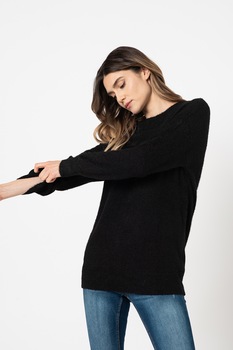 JdY, Pulover cu decolteu la baza gatului cu maneci cazute Alessi, Negru JdY, Pulover cu decolteu la baza gatului cu maneci cazute Alessi, Negru