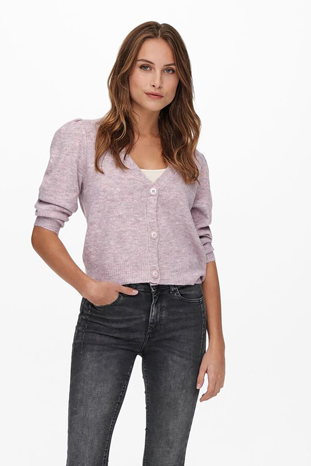 Only, Cardigan cu maneci 3/4 Angala, Lila