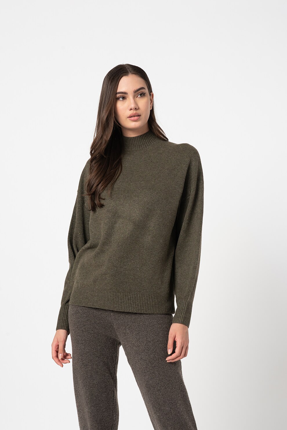 Only, Pulover cu aspect de tricot fin Cari, Verde militar