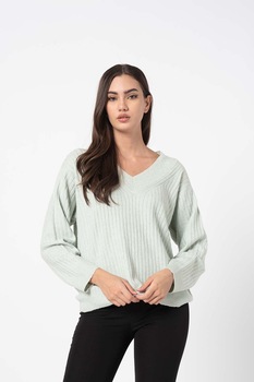 Only, Pulover cu aspect striat Cari, Verde pal Only, Pulover cu aspect striat Cari, Verde pal