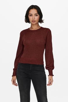 Only, Pulover crop cu mansete striate, Visiniu Only, Pulover crop cu mansete striate, Visiniu