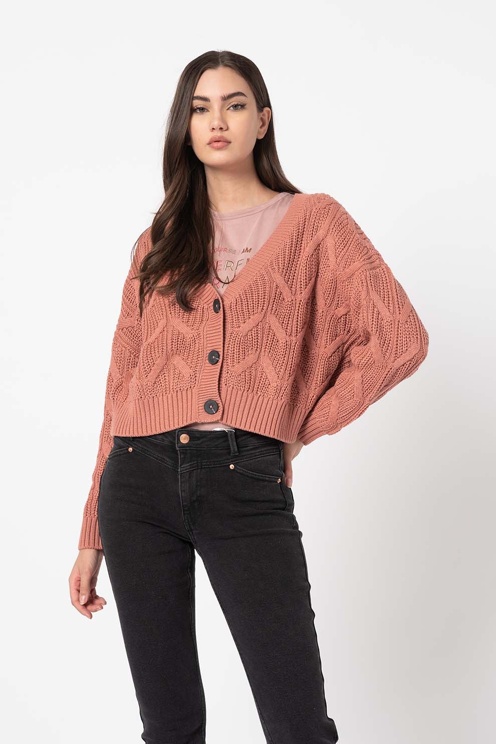 Only, Cardigan crop Mette, Rosu stins