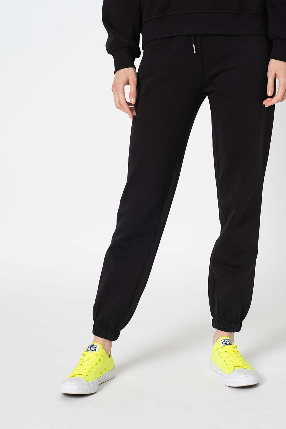 JdY, Pantaloni sport cu snur si talie elastica Catie, Negru