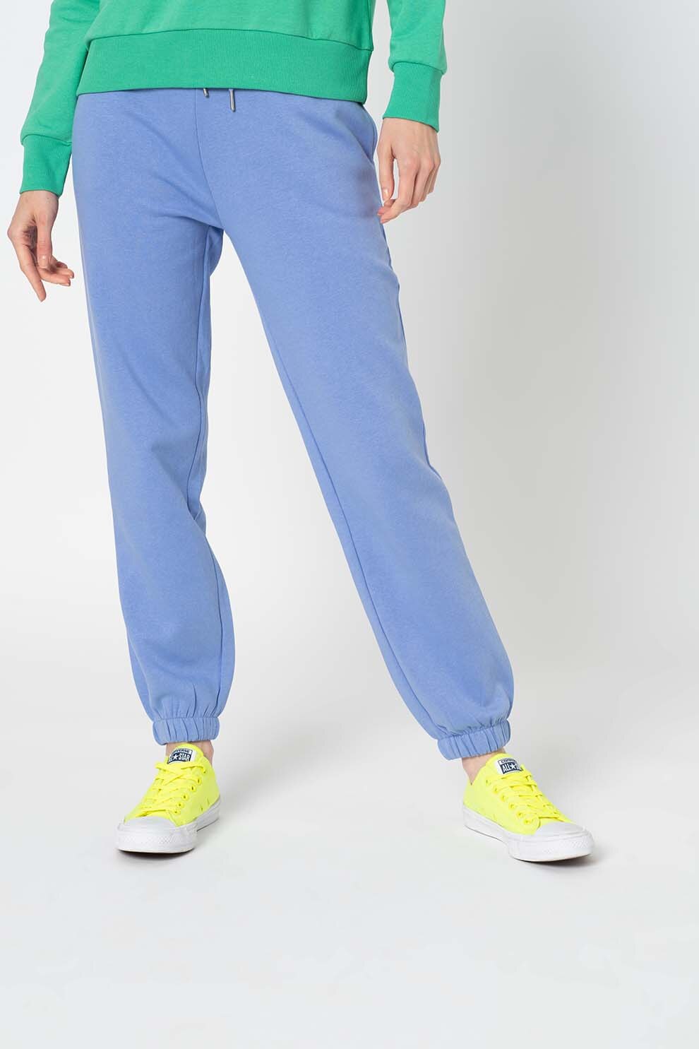 JdY, Pantaloni sport cu snur si talie elastica Catie, Albastru azur