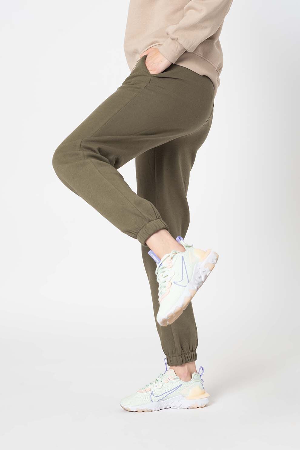 JdY, Pantaloni sport cu snur si talie elastica Catie, Verde feriga