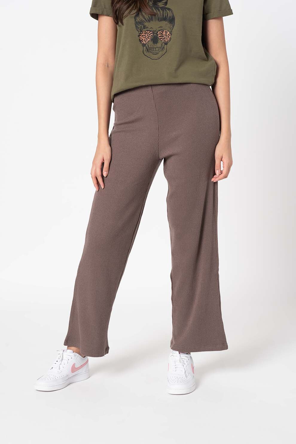 JdY, Pantaloni evazati cu aspect striat Eskild, Taupe