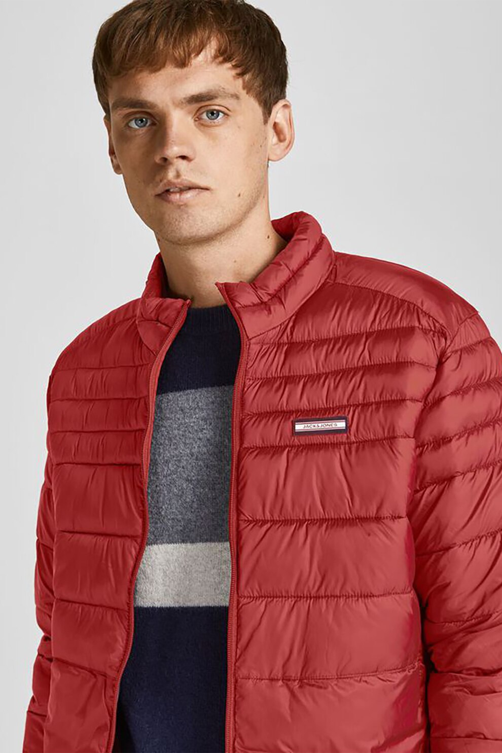 Jack&Jones, Geaca regular fit cu aspect matlasat, Rosu, L